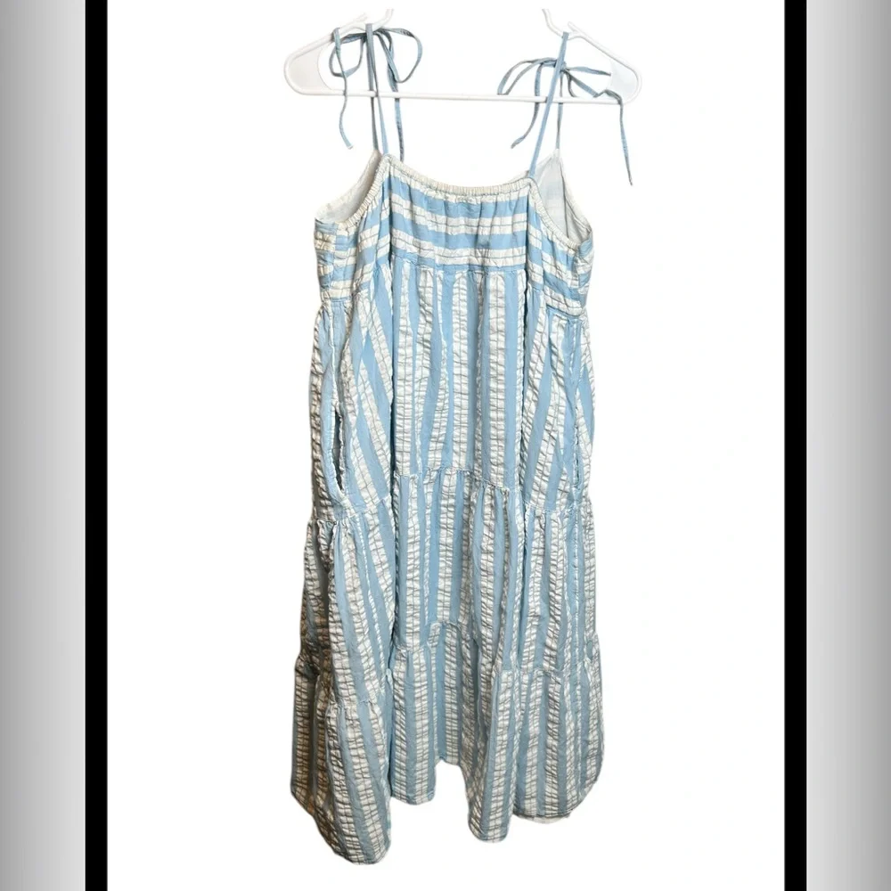 Anthropologie Seafolly Cabana Stripe Tier Maxi Dress Blue White Size XL - Picture 5 of 6